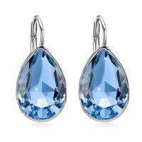 wholesale 925 Sterling Silver Teardrop Blue Topaz Dangle Earrings-Aquamarine