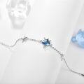 wholesale 925 Sterling Silver Blue Heart-Shaped Crystal Starfish & Turtle Charm Bracelet for Women - Adjustable Ocean -0-1