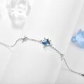 wholesale 925 Sterling Silver Blue Heart-Shaped Crystal Starfish & Turtle Charm Bracelet for Women - Adjustable Ocean -0-1