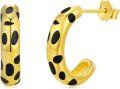 wholesale 925 Sterling Silver Black and Gold Leopard Print Huggie Hoop Earrings for Women-0-0
