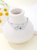 wholesale 925 Sterling Silver Infinity Blue Crystal Double-Strand Ankle Anklet for Women Gifts-0-2