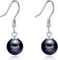 wholesale 925 Sterling Silver Black Pearl Dangle Earring Drops for Women Gift Set-0-0