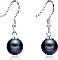 wholesale 925 Sterling Silver Black Pearl Dangle Earring Drops for Women Gift Set-Black Pearl