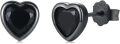 wholesale  925 Sterling Silver Black Heart Stud Earrings 7.3mm Romantic Love Gift for Women-0-0