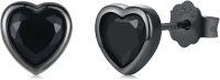 wholesale  925 Sterling Silver Black Heart Stud Earrings 7.3mm Romantic Love Gift for Women-B02 - Heart Black Cubic Zircon (7.3 MM)