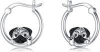wholesale 925 Sterling Silver Pug Dog Hoop Earrings - Adorable Pet Jewelry for Women-Pug
