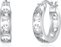wholesale 925 Sterling Silver Dog Paw Print Hoop Earrings for Women Small Animal Huggie Earrings Panda s-Paw Print