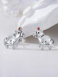 wholesale 925 Sterling Silver Hippo Stud Earrings with Orange Stone - Cute Animal  for Women Girls-0-5