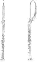 wholesale 925 Sterling Silver Clarinet Shaped Drop Earrings - Music Lover Gift for Her-0-0