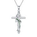 wholesale 925 Sterling Silver Red Cardinal Bird Cross Pendant Necklace For Women-0-0