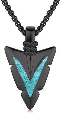 wholesale 925 Sterling Silver Turquoise Arrowhead Pendant Necklace for Men & Women-A-02 Black Turquoise Arrowhead