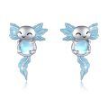 wholesale 925 Sterling Silver Axolotl Stud Earrings with Blue Opal for Women Hypoallergenic Animal Jewelry-0-0