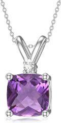 wholesale Sterling Silver 2ct Cushion Cut Gemstone Pendant Necklace for Women-0-0