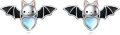 wholesale 925 Sterling Silver Heart-Shaped Bat Stud Earrings with Blue Moonstones and Black Enamel Wings-0-0
