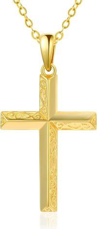 wholesale Gold 925 Sterling Silver Dainty Cross Pendant Necklace for Women and Men Christian s-Cross-Gold