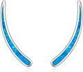 wholesale 925 Sterling Silver White Opal Curved Ear Climber Non-Hypoallergenic Crawler Earrings for Women Girls Gifts Jewelry 4cm Long-0-6