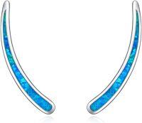 wholesale 925 Sterling Silver White Opal Curved Ear Climber Non-Hypoallergenic Crawler Earrings for Women Girls Gifts Jewelry 4cm Long-1-Created blue opal ear climber
