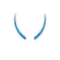 wholesale 925 Sterling Silver White Opal Curved Ear Climber Non-Hypoallergenic Crawler Earrings for Women Girls Gifts Jewelry 4cm Long-1-Created blue opal ear climber