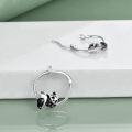 wholesale 925 Sterling Silver 3D Panda Huggie Hoop Earrings with Black Enamel Details for Women-0-3