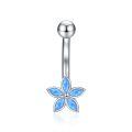 wholesale 925 Sterling Silver Blue Opal Daisy Belly Button Ring Evil Eye Body Jewelry for Women-0-0