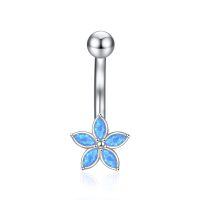 wholesale 925 Sterling Silver Blue Opal Daisy Belly Button Ring Evil Eye Body Jewelry for Women-Blue Opal Flower Belly Ring