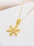TOUPOP 14K Gold Crystal Snowflake Necklace Women's Winter Christmas Gift-0-1