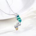 wholesale 925 Sterling Silver Green Opal Squirrel Pendant Necklace for Women Girls-0-1