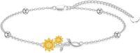 wholesale 925 Sterling Silver Sunflower Adjustable Link Chain Bracelet s for Women/Daughter/Girlfriend-Sunflower