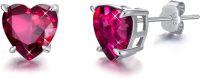 wholesale 925 Sterling Silver Birthstone Teardrop Stud Earrings for Women-Heart-07-Jul-Ruby