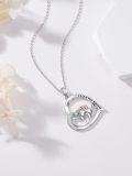 wholesale 925 Sterling Silver Heart-Shaped Sloth and Cub Pendant Necklaces for Women - I Love You Forever Message Charm Necklace Gift Set (Silver)-0-2