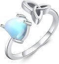 wholesale 925 Sterling Silver Blue Moonstone Celtic Knot Adjustable Ring for Women and Girls-0-0