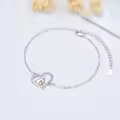 wholesale 925 Sterling Silver Heart-Shaped Girl and Cat Charm Bracelet Wholesale with Cubic Zirconia Stones for Women-0-4