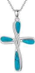 wholesale 925 Sterling Silver Turquoise Western Bohemian Cross Pendant Necklace for Women - Unique s-0-0