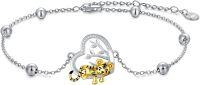 wholesale 925 Sterling Silver Tiger Heart Charm Bracelet for Women - Fashionable Jewellery Gift-Tiger