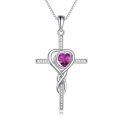 TOUPOP White Gold S925 Sterling Silver Tourmaline Cross Pendant Necklace-0-0