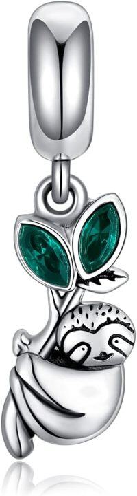 wholesale 925 Sterling Silver & Austrian Crystal Smiling Sloth Charm - Hypoallergenic, Nickel-Free, SGS Certified - Pandora Compatible Jewelry Gift (14x7mm)-Animal_Sloth