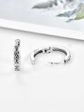 wholesale 925 Sterling Silver Norse Viking Celtic Knot Huggie Hoop Earrings with Cubic Zirconia for Women and Men (Unisex)-0-1