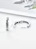 wholesale 925 Sterling Silver Norse Viking Celtic Knot Huggie Hoop Earrings Wholesale with Cubic Zirconia for Women and Men (Unisex)-0-1