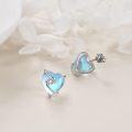 wholesale 925 Sterling Silver Opal Heart-Shaped Filigree Stud Earrings for Women - Christmas Gift Ideas-0-3