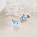 wholesale 925 Sterling Silver Opal Heart-Shaped Filigree Stud Earrings for Women - Christmas Gift Ideas-0-3