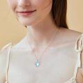 wholesale 925 Sterling Silver Heart-Shaped Blue Moonstone & Cubic Zirconia Pendant Necklace for Women-0-3