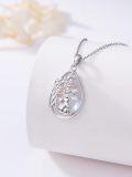 wholesale Bunny Necklace For Women Sterling Silver Teardrop Moonstone Tree Of Life Pendant Necklaces Rabbit Jewelry Christmas Gifts For Women Mom Her -0-1