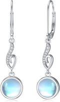 wholesale 925 Sterling Silver Blue Moonstone Round Drop Earrings Gift for Her-0-0