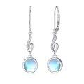 wholesale 925 Sterling Silver Moonstone Drop Earrings White Gold Plated Wave Design For Women-0-0