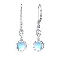 wholesale 925 Sterling Silver Moonstone Drop Earrings Wholesale With Swirl Design-Style 2