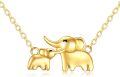 wholesale 14K Gold Elephant Family Pendant Necklace - Mothers Day Gifts for Mom and Daughter with 18 inch Chain-0-0