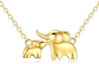 wholesale 14K Gold Elephant Family Pendant Necklace - Mothers Day Gifts for Mom and Daughter with 18 inch Chain-14K Gold Elephant Necklace