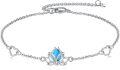 wholesale 925 Sterling Silver Blue Turquoise Lotus Flower Charm Bracelet for Women - Adjustable Length s-0-0