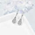 wholesale 925 Sterling Silver Celtic Knot Teardrop Dangle Leverback Earrings - Irish  for Women-0-2