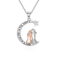 TOUPOP Silver I Love You to the Moon and Back Sister Pendant Necklace Jewelry Christmas Valentine Mothers Day Birthday Gifts for Women Sister Her Wife -undefined